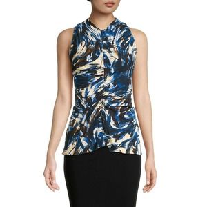 PROENZA SCHOULER Cady Printed Ruched-Front Top Size 0
